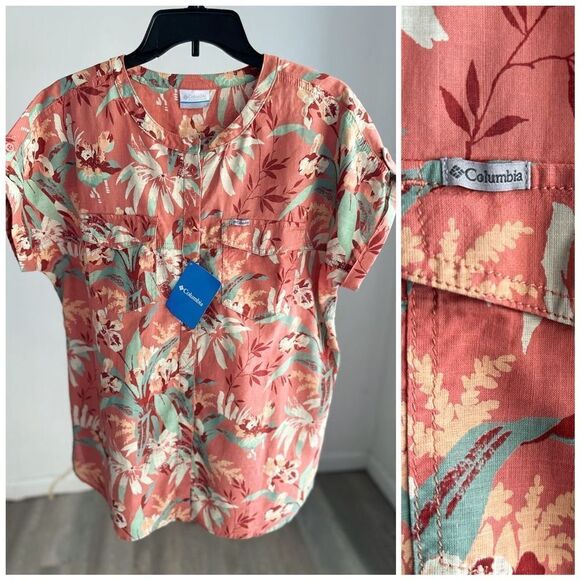 Columbia Shirt Blouse Large Floral NWT - Picture 1 of 5